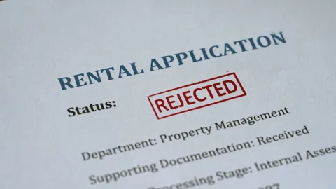 Rejected Stamp Coming Down on Rental Application Form Stock Footage 340655240