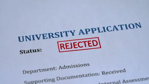 Rejected Stamp Coming Down on University Application Form Stock Footage 340654522