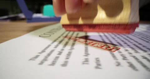 Rejected stamp with on document in office closeup 動画素材 262318623