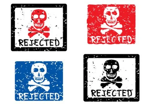 Rejected stamp with image of skull. Illustrazione stock