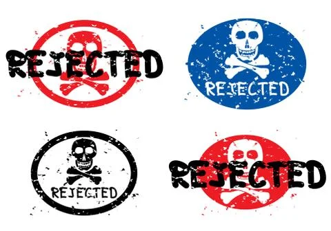 Rejected stamp with image of skull. Stock Illustration