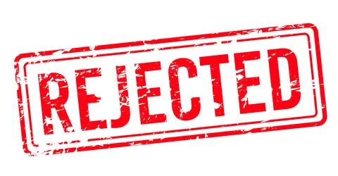 Rejected stamp sign with red rectangular shape in grunge style, distressed Stock Illustration