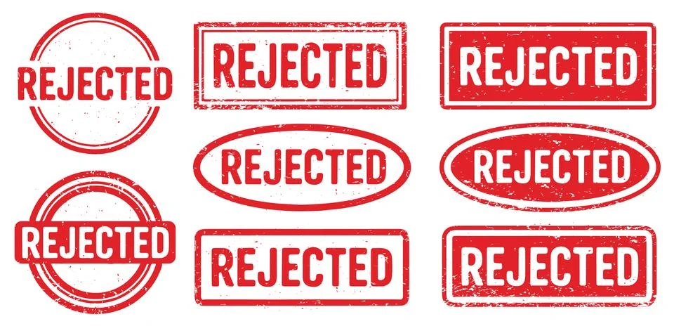 Rejected Stamp vector set. Rejected Rubber Stamp design collection Stock Illustration
