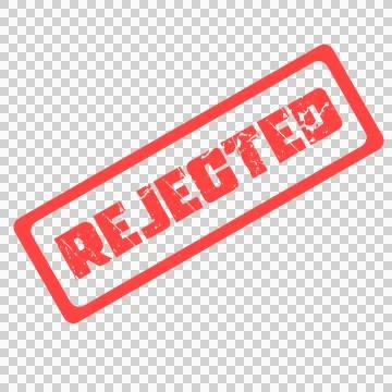 Rejected Text in red color with transparent background Stock Illustration