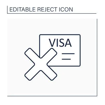 Rejected visa line icon Stock Illustration