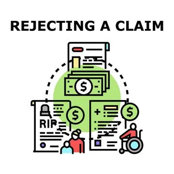 Rejecting insurance claim application process color concept Stock Illustration