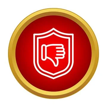 Rejecting security concept with thumbs down shield protection Stock Illustration