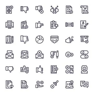 Rejection Complete Vector Package with 36 256x256 Bold Line PIXEL Perfect Ico Stock Illustration