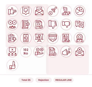 Rejection Digital Vector Pack containing 25 Pixel Optimized Regular Line Hi.. Stock Illustration