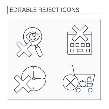 Rejection line icons set Stock Illustration