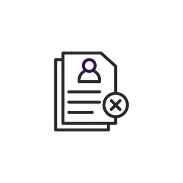 Rejection symbol icon displaying a document refused and delete isolated for.. 库存插图