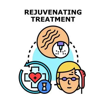 Rejuvenating treatment process improving skin health concept Stock Illustration