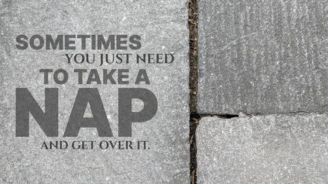 Relatable quote text overlay on a dark grey stone pavement tile background,.. Stock Photos