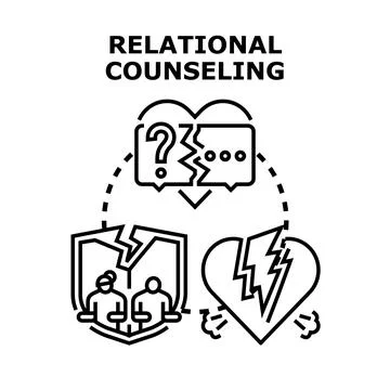 Relational counseling addressing communication breakdown, broken hearts, and  Stock Illustration