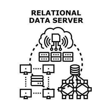Relational data server connecting users to information Stockillustratie