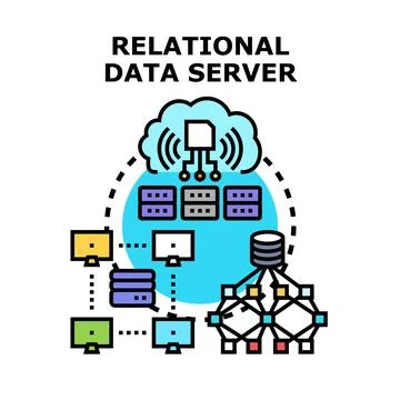 Relational data server connecting users to information 스톡 일러스트