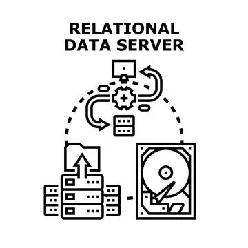 Relational data server system organizing database storage Stockillustratie