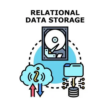 Relational data storage concept for database management Stock Illustration