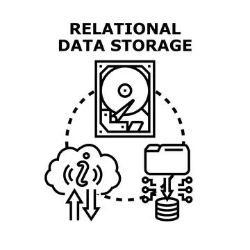 Relational data storage concept for database management Stock Illustration