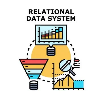 Relational data system processing analysis and management Stock Illustration