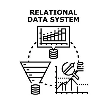 Relational data system processing analysis and management Stock Illustration
