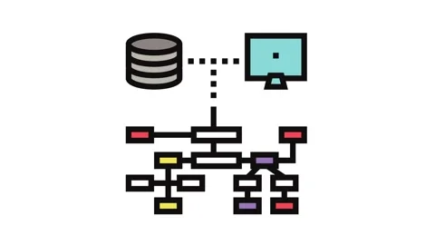Relational database color icon animation Video stock 326106283