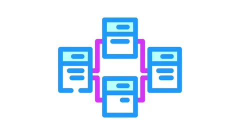 Relational database color icon animation Video stock 327266450