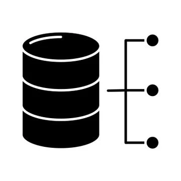 Relational database glyph icon Stock Illustration