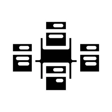 Relational database glyph icon vector illustration Stock Illustration