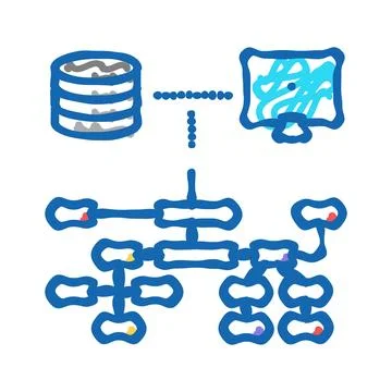 Relational database icon doodle illustration 스톡 일러스트