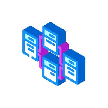 Relational database isometric icon vector illustration Stock Illustration