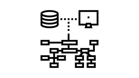 Relational database line icon animation Video stock 326132258