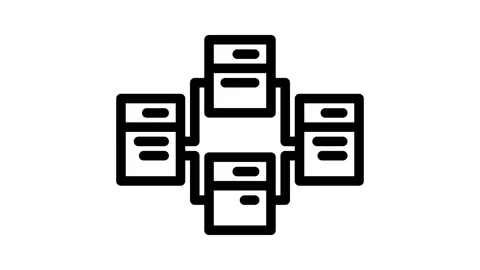 Relational database line icon animation Video stock 326759743