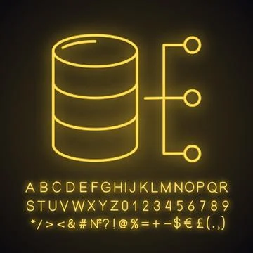 Relational database neon light icon Stock Illustration