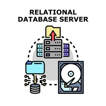 Relational database server processing data storage concept Stockillustratie
