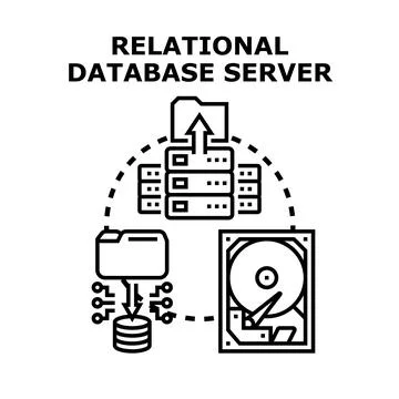 Relational database server processing data storage concept Stock Illustration