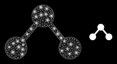 Relations Icon - Carcass Mesh with Constellation Nodes Illustrazione stock