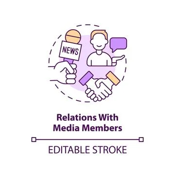 Relations with media members concept icon 스톡 일러스트
