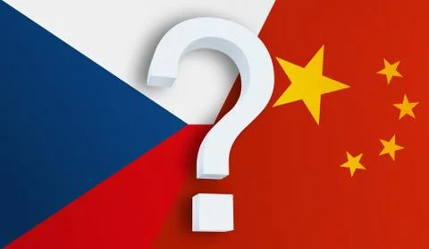 Relationship between the Czech Republic and the China. Two flags of countries Stock Illustration