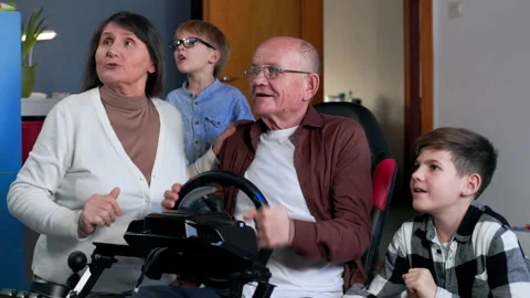 Relationship between older and younger generation, joyful old man with elderly Stock Footage 277452858