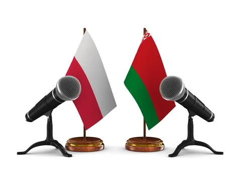 Relationship between Poland and Belarus on white background. Isolated 3D illu Ilustración de archivo