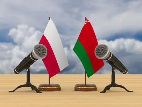 Relationship between Poland and Belarus. 3D illustration Illustrazione stock