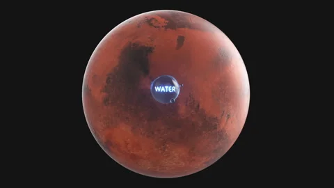 The relationship between the size of land and water on the planet Mars. Video stock 255502993