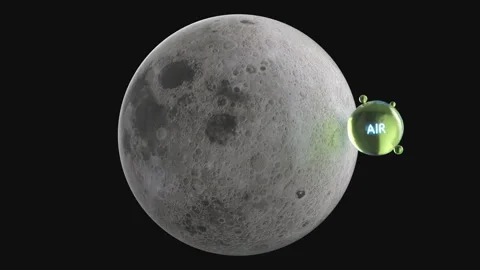 The relationship between the size of land and the amount of air on the Moon. 스톡 동영상 258888681