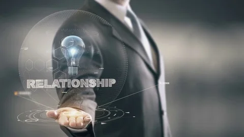 Relationship with bulb hologram businessman concept Stock Footage