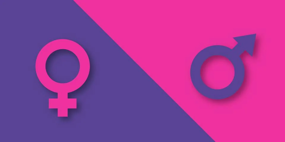Relationship concept between men or boy and women or girl. Female and male ge Stock Illustration