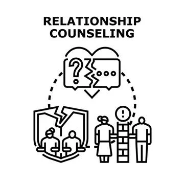 Relationship counseling illustrates couples facing communication breakdown. E Stock Illustration
