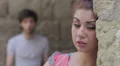 Relationship difficulties, couple fighting outdoors, the woman is crying HD Footage