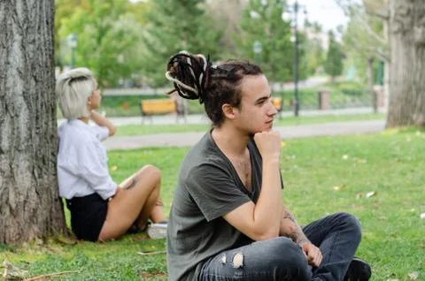 Relationship difficulties: Young couple having a problems. Stock Photos