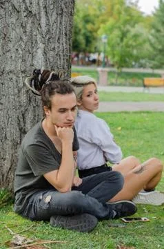 Relationship difficulties: Young couple having a problems. Stock Photos
